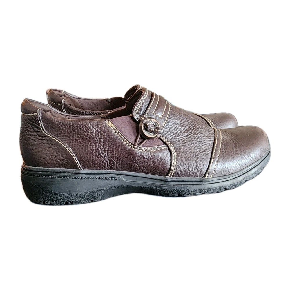 Clarks Collection Ultimate Comfort Womens Leather Shoes Flats 8 Brown Slip‎ On